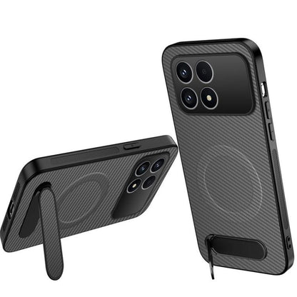 WANLONFENG Kickstand Carbon Fiber Texture Magnetic Phone Case, For Redmi A7 Pro 171mm / Poco C85x 5G, For Redmi 15a 5G, For Redmi Turbo 5 Max / Poco X8 Pro Max 5G, For Redmi Turbo 5 5G / Poco X8 Pro 5G, For Redmi Note 15 Pro+ 5G Global 163.3mm         ...