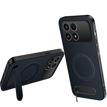 WANLONFENG Kickstand Carbon Fiber Texture Magnetic Phone Case, For Redmi A7 Pro 171mm / Poco C85x 5G, For Redmi 15a 5G, For Redmi Turbo 5 Max / Poco X8 Pro Max 5G, For Redmi Turbo 5 5G / Poco X8 Pro 5G, For Redmi Note 15 Pro+ 5G Global 163.3mm         ...