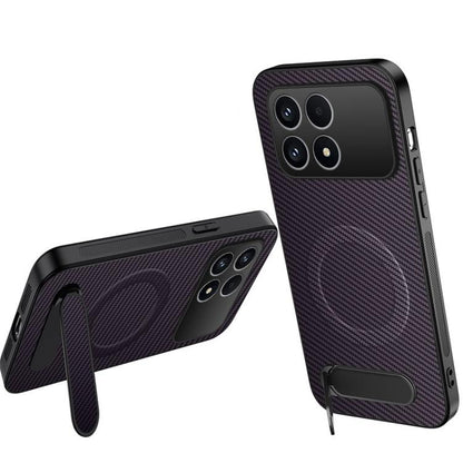 WANLONFENG Kickstand Carbon Fiber Texture Magnetic Phone Case, For Redmi A7 Pro 171mm / Poco C85x 5G, For Redmi 15a 5G, For Redmi Turbo 5 Max / Poco X8 Pro Max 5G, For Redmi Turbo 5 5G / Poco X8 Pro 5G, For Redmi Note 15 Pro+ 5G Global 163.3mm         ...