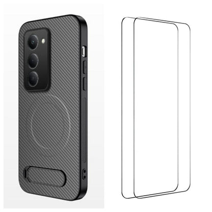 WANLONFENG Kickstand Carbon Fiber Texture Magnetic Phone Case with 2pcs Screen Films, For Redmi A7 Pro 171mm / Poco C85x 5G, For Redmi 15a 5G, For Redmi Turbo 5 Max / Poco X8 Pro Max 5G, For Redmi Turbo 5 5G / Poco X8 Pro 5G                            ...