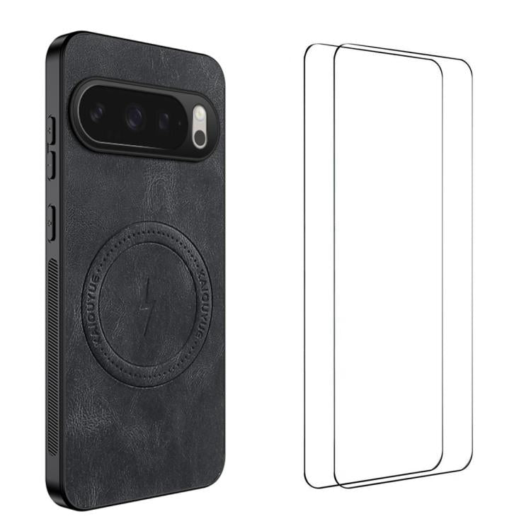 WANLONFENG Nappa Texture Magnetic Phone Case with 2pcs Screen Films, For Google Pixel 11 Pro XL, For Google Pixel 11, For Google Pixel 11 Pro, For Google Pixel 10 Pro XL, For Google Pixel 10 Pro, For Google Pixel 10, For Google Pixel 9a                ...