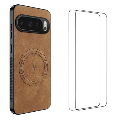 WANLONFENG Nappa Texture Magnetic Phone Case with 2pcs Screen Films, For Google Pixel 11 Pro XL, For Google Pixel 11, For Google Pixel 11 Pro, For Google Pixel 10 Pro XL, For Google Pixel 10 Pro, For Google Pixel 10, For Google Pixel 9a                ...
