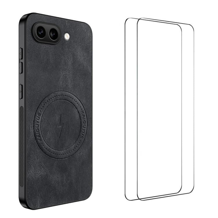 WANLONFENG Nappa Texture Magnetic Phone Case with 2pcs Screen Films, For Google Pixel 11 Pro XL, For Google Pixel 11, For Google Pixel 11 Pro, For Google Pixel 10 Pro XL, For Google Pixel 10 Pro, For Google Pixel 10, For Google Pixel 9a                ...