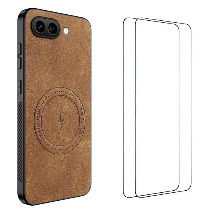 WANLONFENG Nappa Texture Magnetic Phone Case with 2pcs Screen Films, For Google Pixel 11 Pro XL, For Google Pixel 11, For Google Pixel 11 Pro, For Google Pixel 10 Pro XL, For Google Pixel 10 Pro, For Google Pixel 10, For Google Pixel 9a                ...