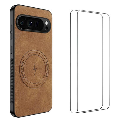 WANLONFENG Nappa Texture Magnetic Phone Case with 2pcs Screen Films, For Google Pixel 11 Pro XL, For Google Pixel 11, For Google Pixel 11 Pro, For Google Pixel 10 Pro XL, For Google Pixel 10 Pro, For Google Pixel 10, For Google Pixel 9a                ...