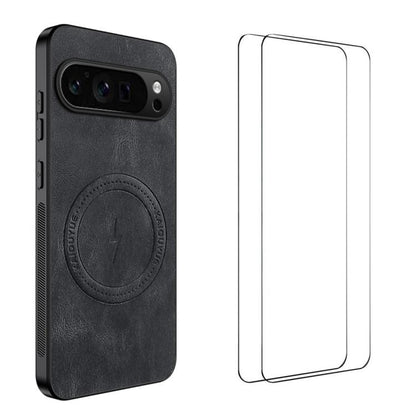 WANLONFENG Nappa Texture Magnetic Phone Case with 2pcs Screen Films, For Google Pixel 11 Pro XL, For Google Pixel 11, For Google Pixel 11 Pro, For Google Pixel 10 Pro XL, For Google Pixel 10 Pro, For Google Pixel 10, For Google Pixel 9a                ...