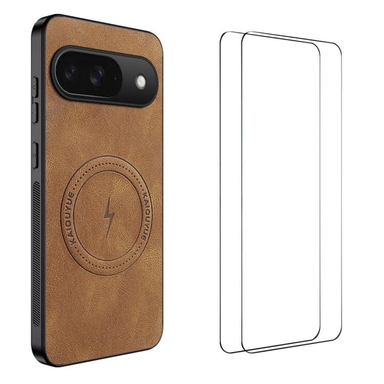 WANLONFENG Nappa Texture Magnetic Phone Case with 2pcs Screen Films, For Google Pixel 11 Pro XL, For Google Pixel 11, For Google Pixel 11 Pro, For Google Pixel 10 Pro XL, For Google Pixel 10 Pro, For Google Pixel 10, For Google Pixel 9a                ...