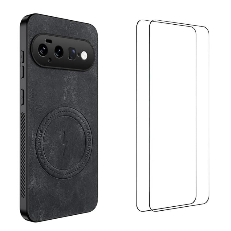 WANLONFENG Nappa Texture Magnetic Phone Case with 2pcs Screen Films, For Google Pixel 11 Pro XL, For Google Pixel 11, For Google Pixel 11 Pro, For Google Pixel 10 Pro XL, For Google Pixel 10 Pro, For Google Pixel 10, For Google Pixel 9a                ...