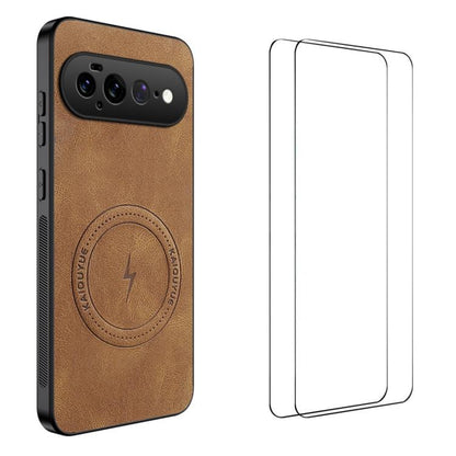 WANLONFENG Nappa Texture Magnetic Phone Case with 2pcs Screen Films, For Google Pixel 11 Pro XL, For Google Pixel 11, For Google Pixel 11 Pro, For Google Pixel 10 Pro XL, For Google Pixel 10 Pro, For Google Pixel 10, For Google Pixel 9a                ...