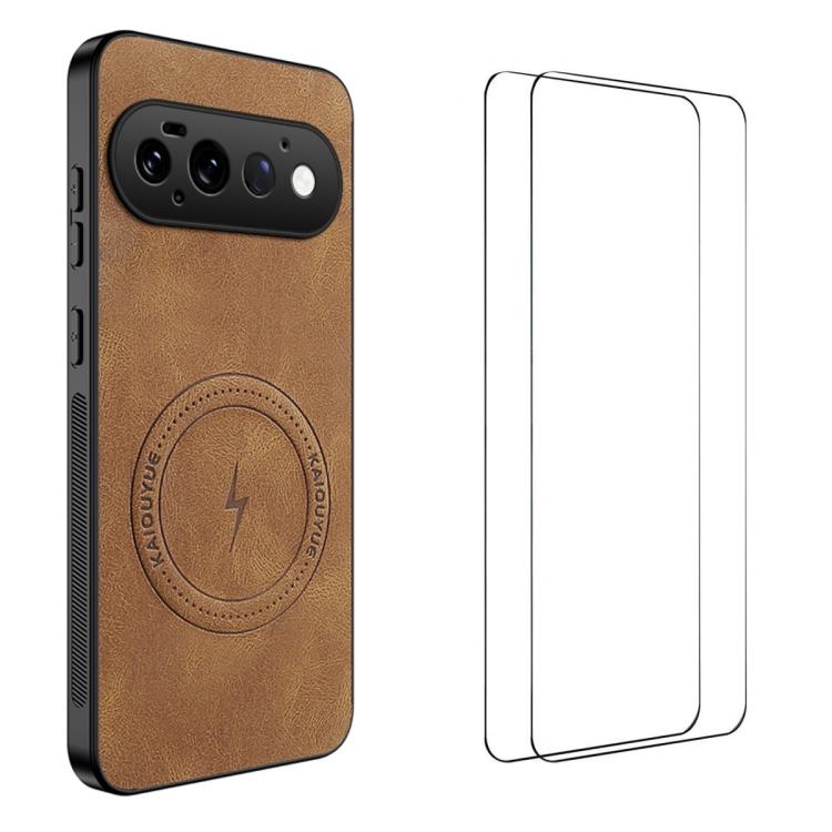 WANLONFENG Nappa Texture Magnetic Phone Case with 2pcs Screen Films, For Google Pixel 11 Pro XL, For Google Pixel 11, For Google Pixel 11 Pro, For Google Pixel 10 Pro XL, For Google Pixel 10 Pro, For Google Pixel 10, For Google Pixel 9a                ...