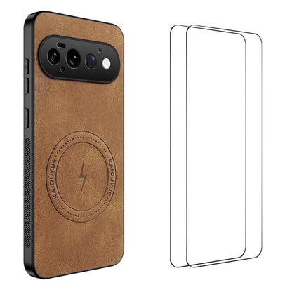 WANLONFENG Nappa Texture Magnetic Phone Case with 2pcs Screen Films, For Google Pixel 11 Pro XL, For Google Pixel 11, For Google Pixel 11 Pro, For Google Pixel 10 Pro XL, For Google Pixel 10 Pro, For Google Pixel 10, For Google Pixel 9a                ...