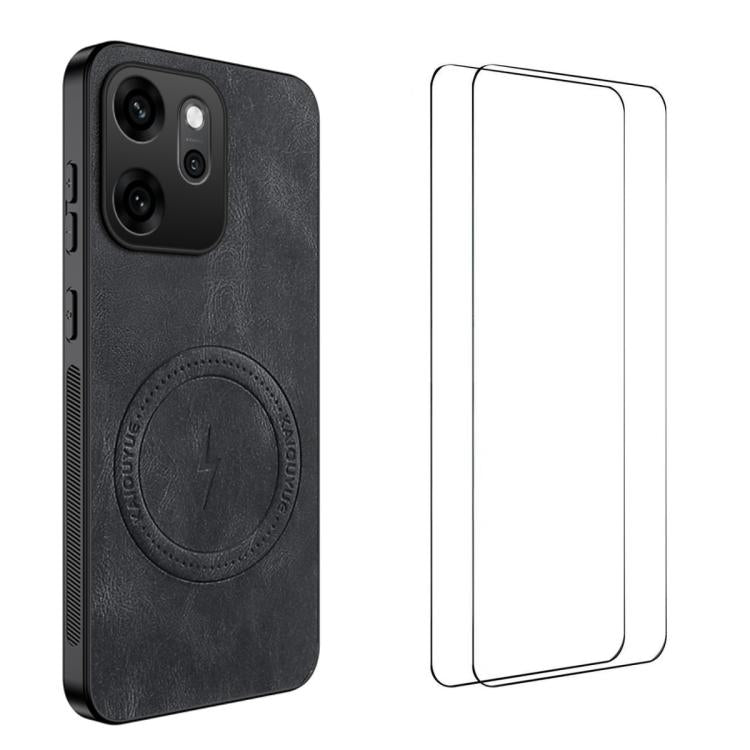 WANLONFENG Nappa Texture Magnetic Phone Case with 2pcs Screen Films, For OPPO Find X9 Ultra, For OPPO Reno15 Pro Max 5G Global, For OPPO Reno15 Pro 5G Global, For OPPO Reno15 5G Global, For OPPO Find X9 5G, For OPPO Find X9 Pro 5G