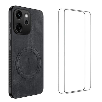 WANLONFENG Nappa Texture Magnetic Phone Case with 2pcs Screen Films, For OPPO Find X9 Ultra, For OPPO Reno15 Pro Max 5G Global, For OPPO Reno15 Pro 5G Global, For OPPO Reno15 5G Global, For OPPO Find X9 5G, For OPPO Find X9 Pro 5G