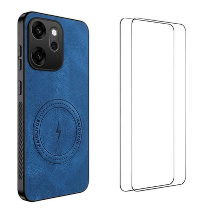 WANLONFENG Nappa Texture Magnetic Phone Case with 2pcs Screen Films, For OPPO Find X9 Ultra, For OPPO Reno15 Pro Max 5G Global, For OPPO Reno15 Pro 5G Global, For OPPO Reno15 5G Global, For OPPO Find X9 5G, For OPPO Find X9 Pro 5G