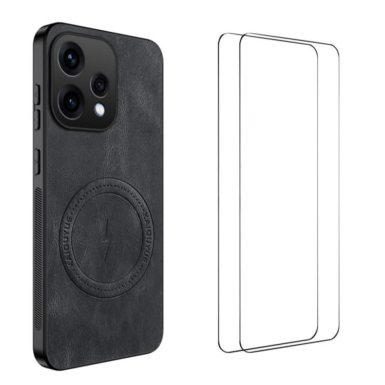 WANLONFENG Nappa Texture Magnetic Phone Case with 2pcs Screen Films, For OPPO Find X9 Ultra, For OPPO Reno15 Pro Max 5G Global, For OPPO Reno15 Pro 5G Global, For OPPO Reno15 5G Global, For OPPO Find X9 5G, For OPPO Find X9 Pro 5G