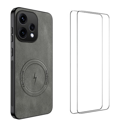 WANLONFENG Nappa Texture Magnetic Phone Case with 2pcs Screen Films, For OPPO Find X9 Ultra, For OPPO Reno15 Pro Max 5G Global, For OPPO Reno15 Pro 5G Global, For OPPO Reno15 5G Global, For OPPO Find X9 5G, For OPPO Find X9 Pro 5G