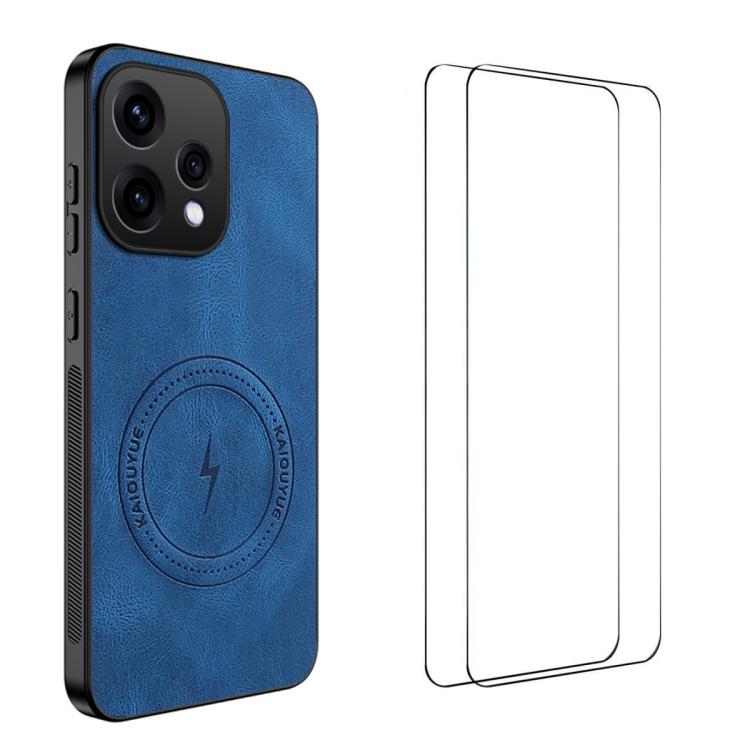 WANLONFENG Nappa Texture Magnetic Phone Case with 2pcs Screen Films, For OPPO Find X9 Ultra, For OPPO Reno15 Pro Max 5G Global, For OPPO Reno15 Pro 5G Global, For OPPO Reno15 5G Global, For OPPO Find X9 5G, For OPPO Find X9 Pro 5G