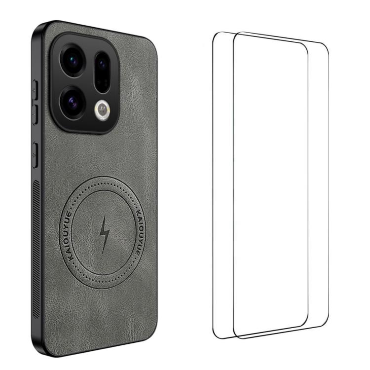WANLONFENG Nappa Texture Magnetic Phone Case with 2pcs Screen Films, For OPPO Reno15 Pro Max 5G Global, For OPPO Reno15 Pro 5G Global, For OPPO Reno15 5G Global, For OPPO Find X9 5G, For OPPO Find X9 Pro 5G