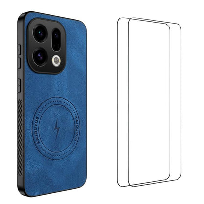 WANLONFENG Nappa Texture Magnetic Phone Case with 2pcs Screen Films, For OPPO Reno15 Pro Max 5G Global, For OPPO Reno15 Pro 5G Global, For OPPO Reno15 5G Global, For OPPO Find X9 5G, For OPPO Find X9 Pro 5G