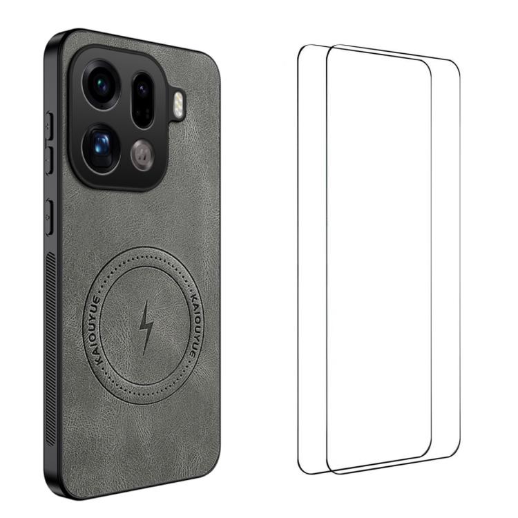 WANLONFENG Nappa Texture Magnetic Phone Case with 2pcs Screen Films, For OPPO Reno15 Pro Max 5G Global, For OPPO Reno15 Pro 5G Global, For OPPO Reno15 5G Global, For OPPO Find X9 5G, For OPPO Find X9 Pro 5G