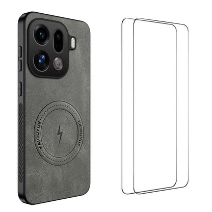 WANLONFENG Nappa Texture Magnetic Phone Case with 2pcs Screen Films, For OPPO Reno15 Pro Max 5G Global, For OPPO Reno15 Pro 5G Global, For OPPO Reno15 5G Global, For OPPO Find X9 5G, For OPPO Find X9 Pro 5G