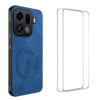 WANLONFENG Nappa Texture Magnetic Phone Case with 2pcs Screen Films, For OPPO Reno15 Pro Max 5G Global, For OPPO Reno15 Pro 5G Global, For OPPO Reno15 5G Global, For OPPO Find X9 5G, For OPPO Find X9 Pro 5G