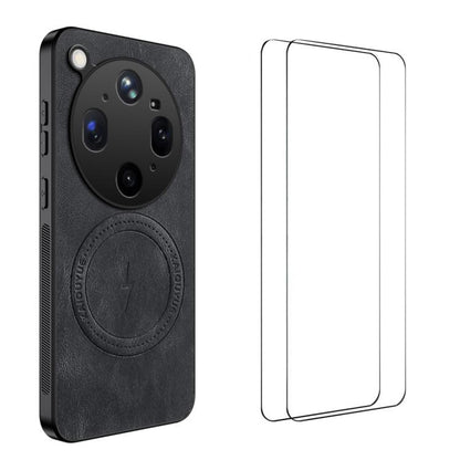 WANLONFENG Nappa Texture Magnetic Phone Case with 2pcs Screen Films, For OPPO Find X9 Ultra, For OPPO Reno15 Pro Max 5G Global, For OPPO Reno15 Pro 5G Global, For OPPO Reno15 5G Global, For OPPO Find X9 5G, For OPPO Find X9 Pro 5G