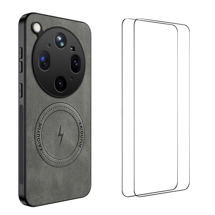 WANLONFENG Nappa Texture Magnetic Phone Case with 2pcs Screen Films, For OPPO Find X9 Ultra, For OPPO Reno15 Pro Max 5G Global, For OPPO Reno15 Pro 5G Global, For OPPO Reno15 5G Global, For OPPO Find X9 5G, For OPPO Find X9 Pro 5G