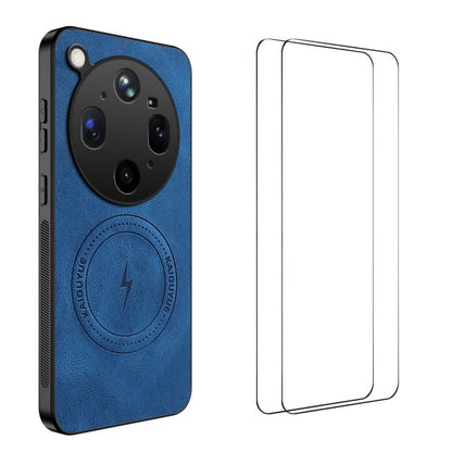 WANLONFENG Nappa Texture Magnetic Phone Case with 2pcs Screen Films, For OPPO Find X9 Ultra, For OPPO Reno15 Pro Max 5G Global, For OPPO Reno15 Pro 5G Global, For OPPO Reno15 5G Global, For OPPO Find X9 5G, For OPPO Find X9 Pro 5G