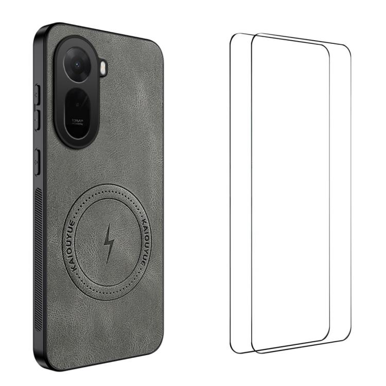 WANLONFENG Nappa Texture Magnetic Phone Case with 2pcs Screen Films, For Redmi A7 Pro 171mm / Poco C85x 5G, For Redmi Turbo 5 Max / Poco X8 Pro Max, For Redmi Turbo 5 5G / Poco X8 Pro 5G, For Redmi Note 15 Pro+ 5G Global 163.3mm                        ...