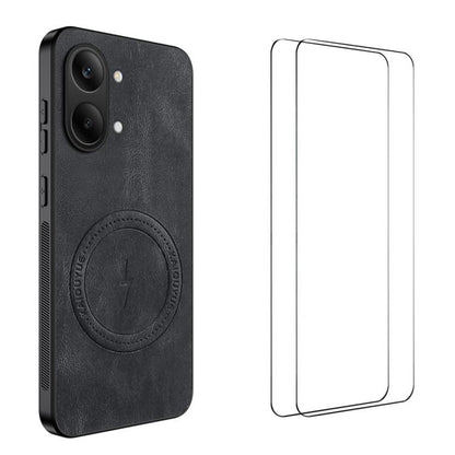 WANLONFENG Nappa Texture Magnetic Phone Case with 2pcs Screen Films, For Redmi A7 Pro 171mm / Poco C85x 5G, For Redmi Turbo 5 Max / Poco X8 Pro Max, For Redmi Turbo 5 5G / Poco X8 Pro 5G, For Redmi Note 15 Pro+ 5G Global 163.3mm                        ...