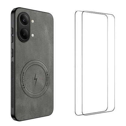 WANLONFENG Nappa Texture Magnetic Phone Case with 2pcs Screen Films, For Redmi A7 Pro 171mm / Poco C85x 5G, For Redmi Turbo 5 Max / Poco X8 Pro Max, For Redmi Turbo 5 5G / Poco X8 Pro 5G, For Redmi Note 15 Pro+ 5G Global 163.3mm                        ...