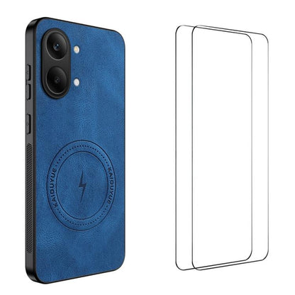 WANLONFENG Nappa Texture Magnetic Phone Case with 2pcs Screen Films, For Redmi A7 Pro 171mm / Poco C85x 5G, For Redmi Turbo 5 Max / Poco X8 Pro Max, For Redmi Turbo 5 5G / Poco X8 Pro 5G, For Redmi Note 15 Pro+ 5G Global 163.3mm                        ...