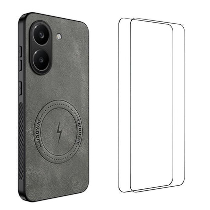 WANLONFENG Nappa Texture Magnetic Phone Case with 2pcs Screen Films, For Redmi A7 Pro 171mm / Poco C85x 5G, For Redmi Turbo 5 Max / Poco X8 Pro Max, For Redmi Turbo 5 5G / Poco X8 Pro 5G, For Redmi Note 15 Pro+ 5G Global 163.3mm                        ...