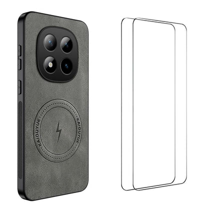 WANLONFENG Nappa Texture Magnetic Phone Case with 2pcs Screen Films, For Redmi A7 Pro 171mm / Poco C85x 5G, For Redmi Turbo 5 Max / Poco X8 Pro Max, For Redmi Turbo 5 5G / Poco X8 Pro 5G, For Redmi Note 15 Pro+ 5G Global 163.3mm                        ...