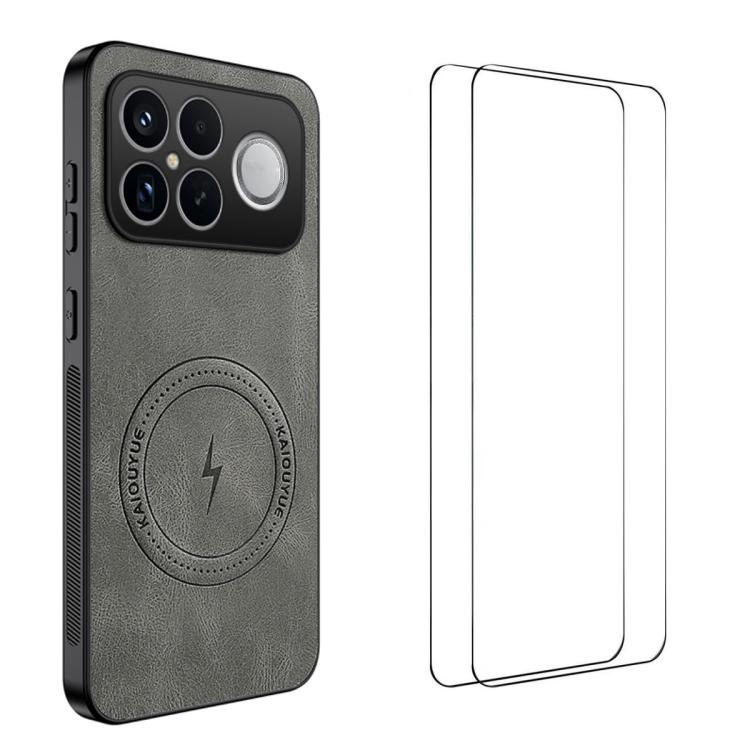 WANLONFENG Nappa Texture Magnetic Phone Case with 2pcs Screen Films, For Redmi A7 Pro 171mm / Poco C85x 5G, For Redmi Turbo 5 Max / Poco X8 Pro Max, For Redmi Turbo 5 5G / Poco X8 Pro 5G, For Redmi Note 15 Pro+ 5G Global 163.3mm                        ...