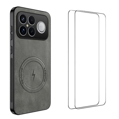 WANLONFENG Nappa Texture Magnetic Phone Case with 2pcs Screen Films, For Redmi A7 Pro 171mm / Poco C85x 5G, For Redmi Turbo 5 Max / Poco X8 Pro Max, For Redmi Turbo 5 5G / Poco X8 Pro 5G, For Redmi Note 15 Pro+ 5G Global 163.3mm                        ...