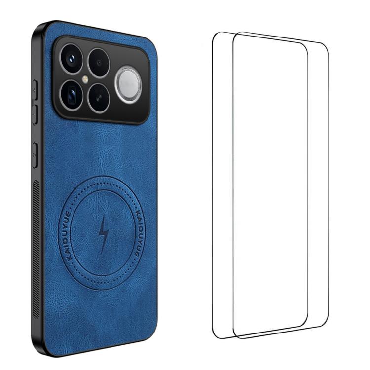 WANLONFENG Nappa Texture Magnetic Phone Case with 2pcs Screen Films, For Redmi A7 Pro 171mm / Poco C85x 5G, For Redmi Turbo 5 Max / Poco X8 Pro Max, For Redmi Turbo 5 5G / Poco X8 Pro 5G, For Redmi Note 15 Pro+ 5G Global 163.3mm                        ...