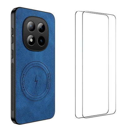 WANLONFENG Nappa Texture Magnetic Phone Case with 2pcs Screen Films, For Redmi A7 Pro 171mm / Poco C85x 5G, For Redmi Turbo 5 Max / Poco X8 Pro Max, For Redmi Turbo 5 5G / Poco X8 Pro 5G, For Redmi Note 15 Pro+ 5G Global 163.3mm                        ...