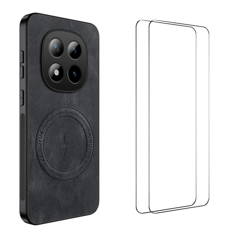 WANLONFENG Nappa Texture Magnetic Phone Case with 2pcs Screen Films, For Redmi A7 Pro 171mm / Poco C85x 5G, For Redmi Turbo 5 Max / Poco X8 Pro Max, For Redmi Turbo 5 5G / Poco X8 Pro 5G, For Redmi Note 15 Pro+ 5G Global 163.3mm                        ...
