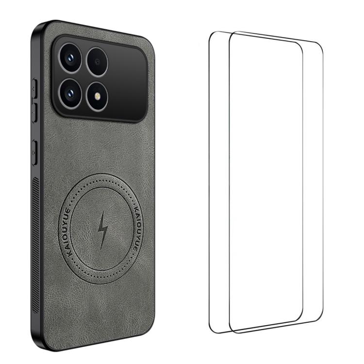 WANLONFENG Nappa Texture Magnetic Phone Case with 2pcs Screen Films, For Redmi A7 Pro 171mm / Poco C85x 5G, For Redmi Turbo 5 Max / Poco X8 Pro Max, For Redmi Turbo 5 5G / Poco X8 Pro 5G, For Redmi Note 15 Pro+ 5G Global 163.3mm                        ...