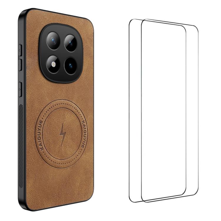 WANLONFENG Nappa Texture Magnetic Phone Case with 2pcs Screen Films, For Redmi A7 Pro 171mm / Poco C85x 5G, For Redmi Turbo 5 Max / Poco X8 Pro Max, For Redmi Turbo 5 5G / Poco X8 Pro 5G, For Redmi Note 15 Pro+ 5G Global 163.3mm                        ...