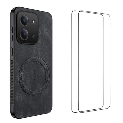 WANLONFENG Nappa Texture Magnetic Phone Case with 2pcs Screen Films, For Redmi A7 Pro 171mm / Poco C85x 5G, For Redmi Turbo 5 Max / Poco X8 Pro Max, For Redmi Turbo 5 5G / Poco X8 Pro 5G, For Redmi Note 15 Pro+ 5G Global 163.3mm                        ...