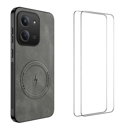 WANLONFENG Nappa Texture Magnetic Phone Case with 2pcs Screen Films, For Redmi A7 Pro 171mm / Poco C85x 5G, For Redmi Turbo 5 Max / Poco X8 Pro Max, For Redmi Turbo 5 5G / Poco X8 Pro 5G, For Redmi Note 15 Pro+ 5G Global 163.3mm                        ...