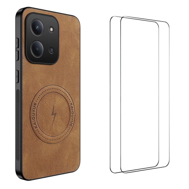 WANLONFENG Nappa Texture Magnetic Phone Case with 2pcs Screen Films, For Redmi A7 Pro 171mm / Poco C85x 5G, For Redmi Turbo 5 Max / Poco X8 Pro Max, For Redmi Turbo 5 5G / Poco X8 Pro 5G, For Redmi Note 15 Pro+ 5G Global 163.3mm                        ...