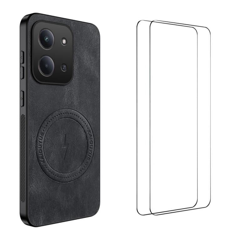 WANLONFENG Nappa Texture Magnetic Phone Case with 2pcs Screen Films, For Redmi A7 Pro 171mm / Poco C85x 5G, For Redmi Turbo 5 Max / Poco X8 Pro Max, For Redmi Turbo 5 5G / Poco X8 Pro 5G, For Redmi Note 15 Pro+ 5G Global 163.3mm                        ...