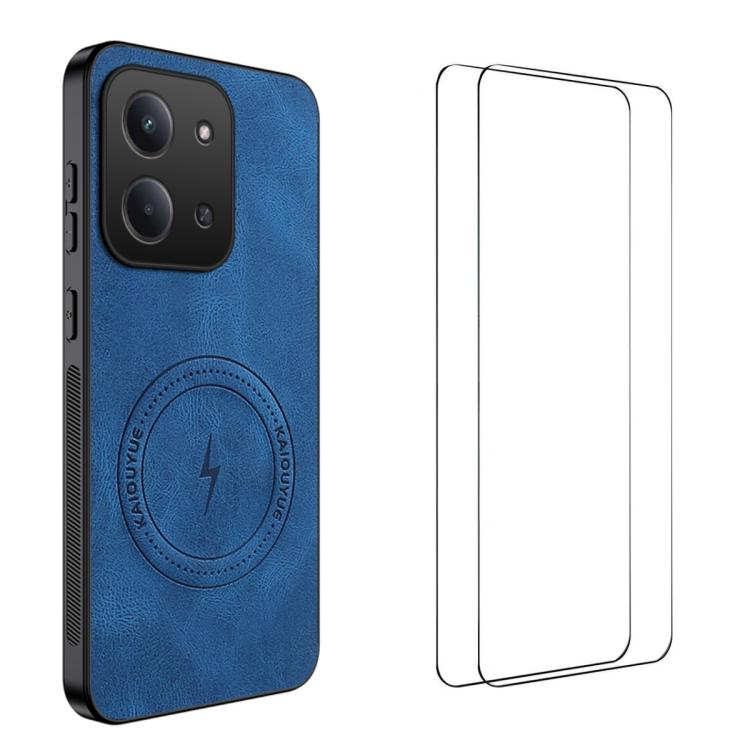 WANLONFENG Nappa Texture Magnetic Phone Case with 2pcs Screen Films, For Redmi A7 Pro 171mm / Poco C85x 5G, For Redmi Turbo 5 Max / Poco X8 Pro Max, For Redmi Turbo 5 5G / Poco X8 Pro 5G, For Redmi Note 15 Pro+ 5G Global 163.3mm                        ...
