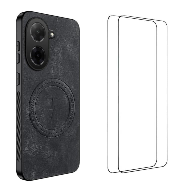 WANLONFENG Nappa Texture Magnetic Phone Case with 2pcs Screen Films, For Redmi A7 Pro 171mm / Poco C85x 5G, For Redmi Turbo 5 Max / Poco X8 Pro Max, For Redmi Turbo 5 5G / Poco X8 Pro 5G, For Redmi Note 15 Pro+ 5G Global 163.3mm                        ...