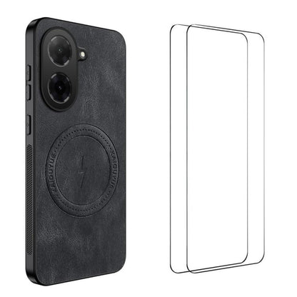 WANLONFENG Nappa Texture Magnetic Phone Case with 2pcs Screen Films, For Redmi A7 Pro 171mm / Poco C85x 5G, For Redmi Turbo 5 Max / Poco X8 Pro Max, For Redmi Turbo 5 5G / Poco X8 Pro 5G, For Redmi Note 15 Pro+ 5G Global 163.3mm                        ...