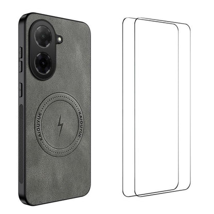 WANLONFENG Nappa Texture Magnetic Phone Case with 2pcs Screen Films, For Redmi A7 Pro 171mm / Poco C85x 5G, For Redmi Turbo 5 Max / Poco X8 Pro Max, For Redmi Turbo 5 5G / Poco X8 Pro 5G, For Redmi Note 15 Pro+ 5G Global 163.3mm                        ...